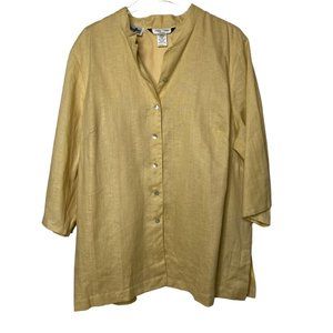 Nikki Valenti 100% linen yellow blazer size 22 fully lined